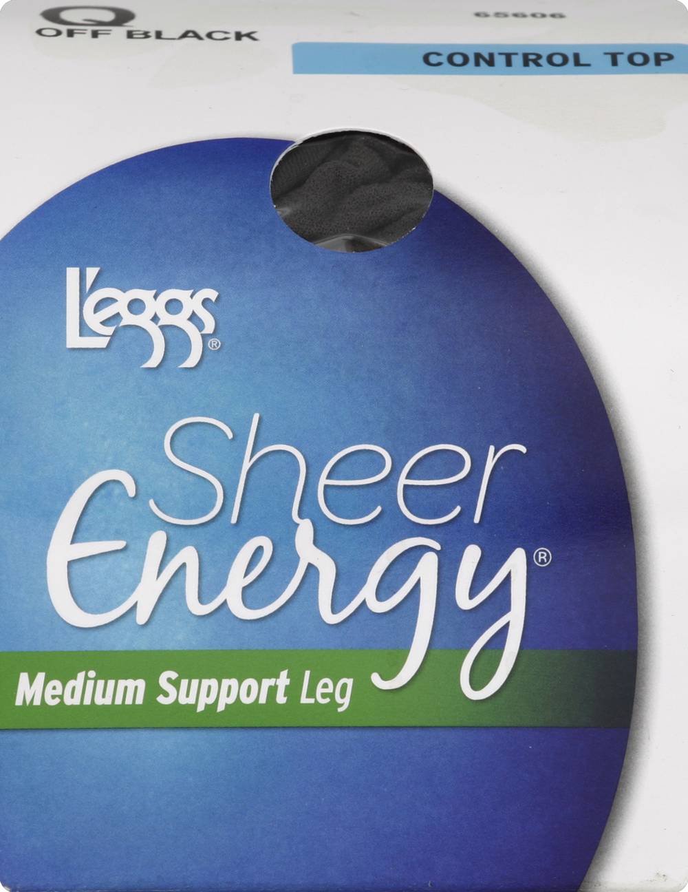 L'eggs Sheer Energy Medium Support Off Black Pantyhose Size Q