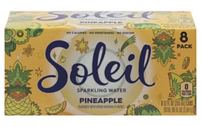 Soleil Sparkling Water, Pineapple (8 x 12 fl oz)