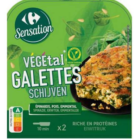 Carrefour Sensation - Vegetal galettes aux épinards, pois et emmental
