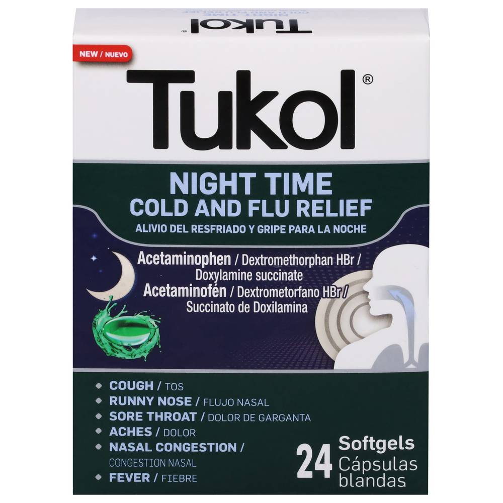 Tukol Night Time Cold and Flu Relief Softgels