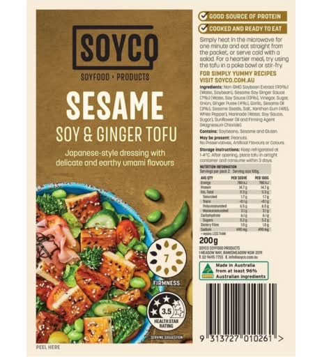Soyco Flavoured Tofu Sesame Soy and Ginger (200g)
