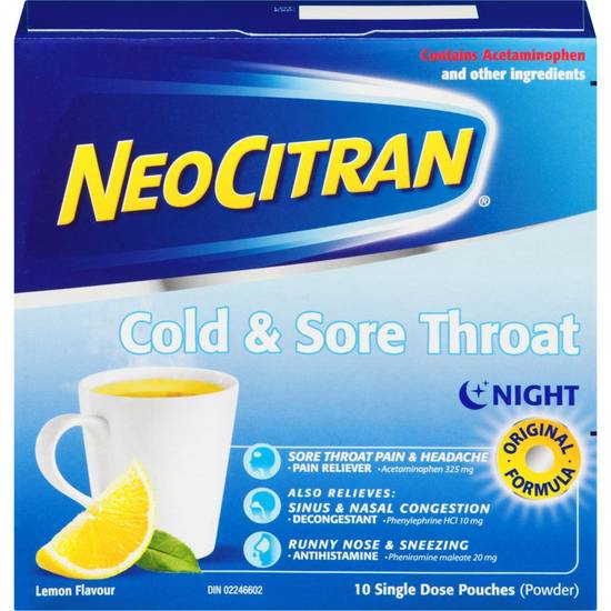 Neocitran Cold & Flu Lemon Flavour Powder (10 ct)