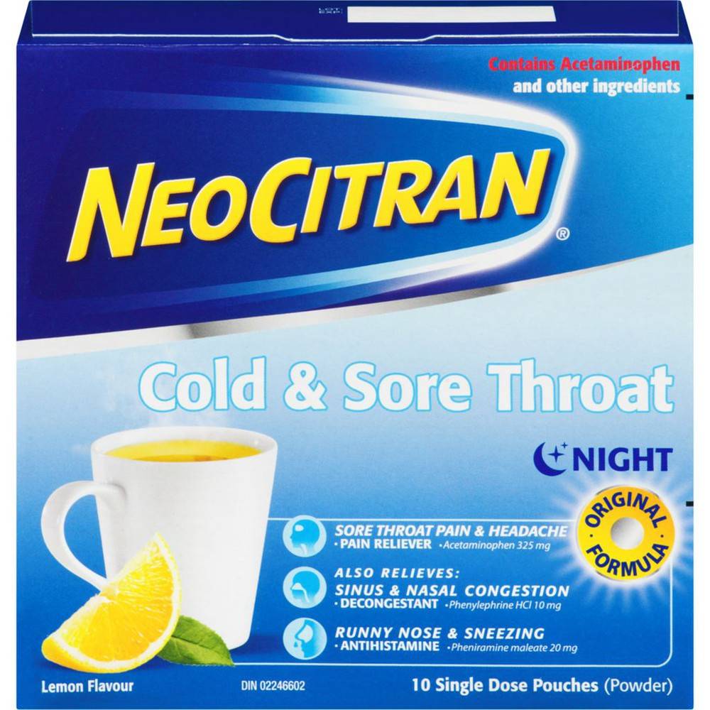 Neocitran neocitran rhume et grippe - cold & flu lemon flavour powder (10 units)