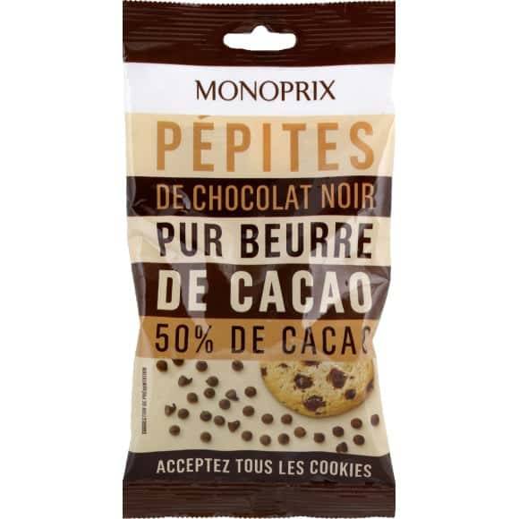 Monoprix Pépites De Chocolat Noir Pur Beurre De Cacao, 50% Le Sachet De 100G