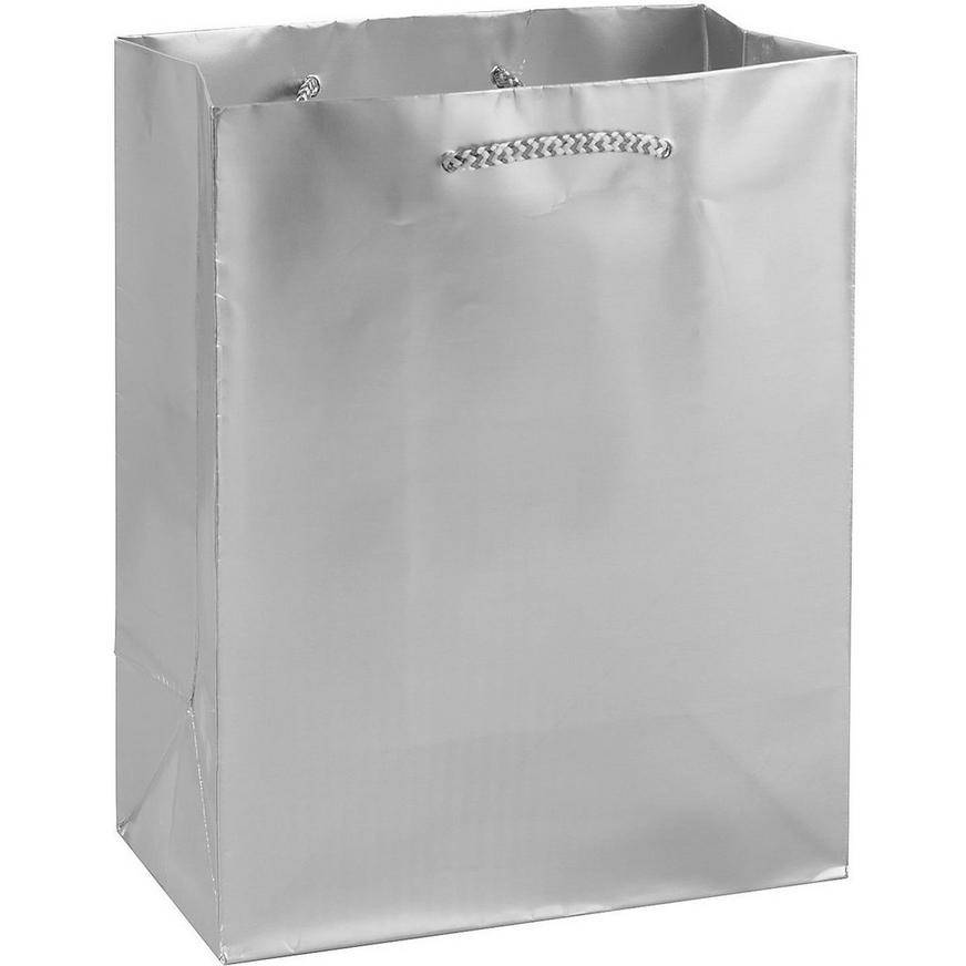 Extra Large Metallic Silver Gift Bag, 12.5in x 17in