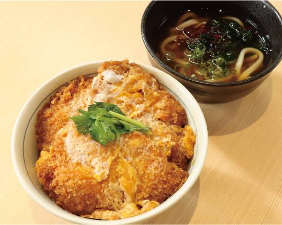ヒレかつ丼(3枚)うどん付Pork Fillet Cutlet with Egg Rice Bowl (Pork Fillet Cutlet 3 pieces)＆Mini-size Plain Udon Noodles