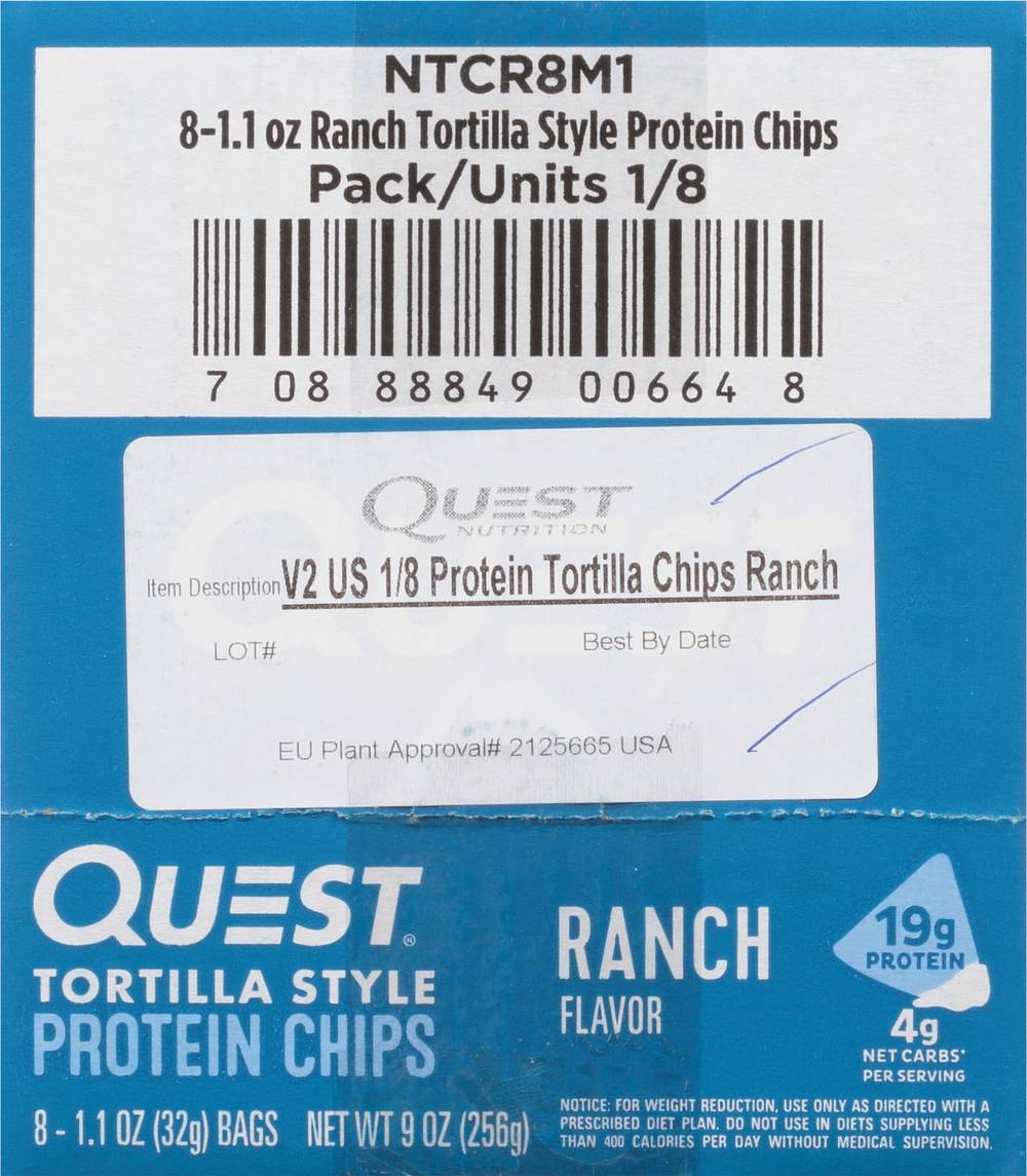 Quest Ranch Tortilla Style Protein Chip (8 ct, 1.1 oz)