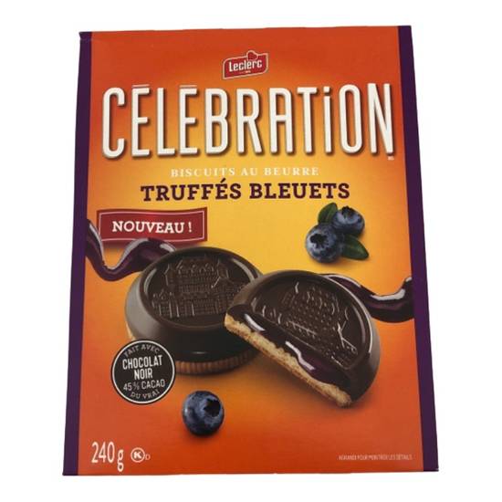 Leclerc chocolat noir truffés bleuets (240 g) - celebration cookies bluberry truffle (240 g)
