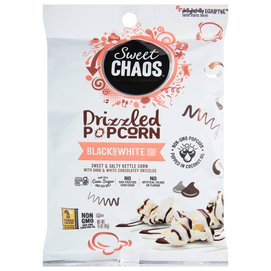 Sweet Chaos Drizzled Black and White Popcorn