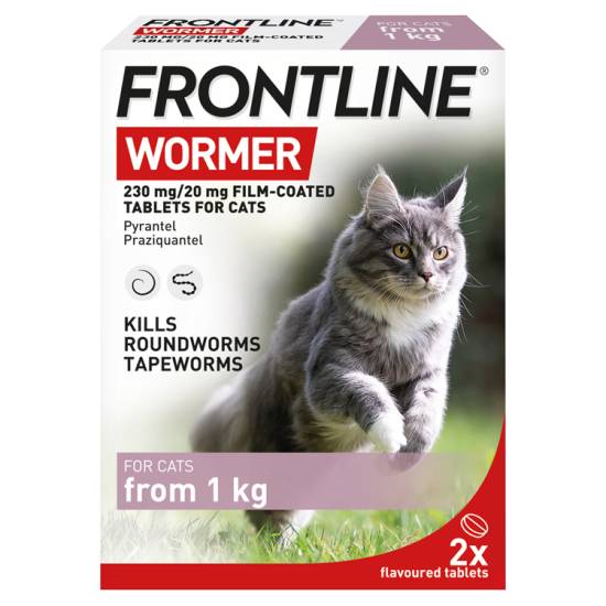 Frontline Wormer Film-Coated 230mg/20mg Flavoured Tablets For Cats