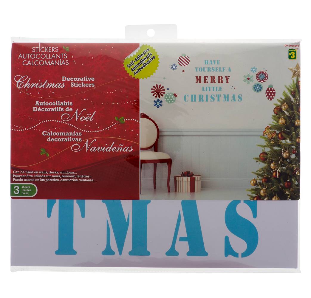 Xmas-Wall Stickers Scripts Sheets (3 ct)