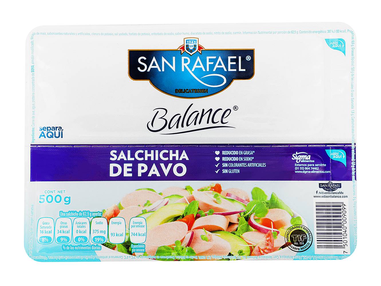 San Rafael · Balance salchicha de pavo (500 g)