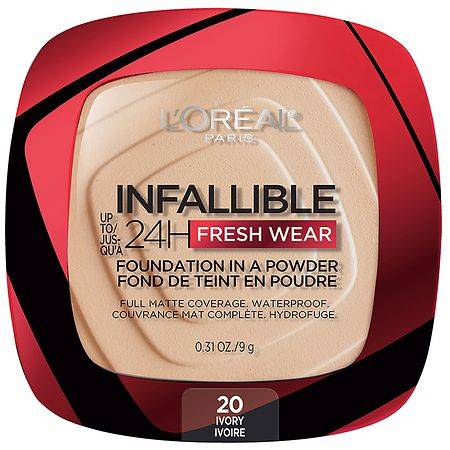 L'Oréal Up To 24 Hour Fresh Wear Foundation in a Powder, Ivory (9 g)