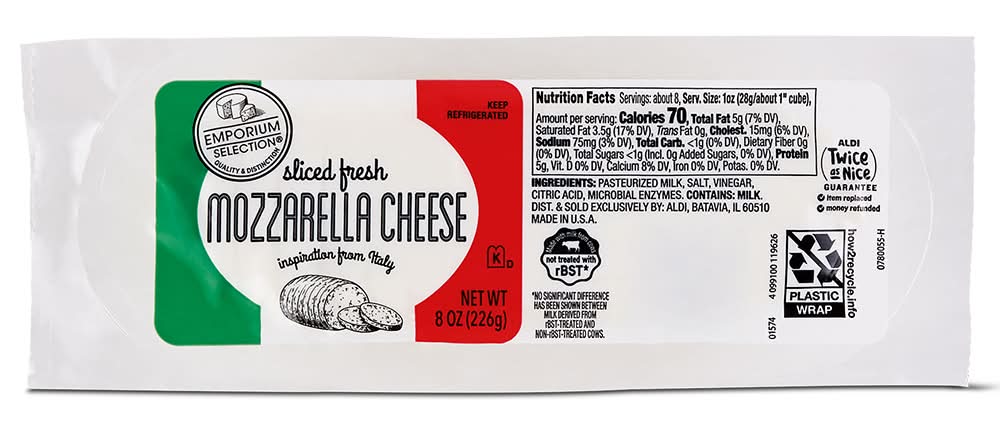 Emporium Selection Fresh Mozzarella Pre-Sliced Log