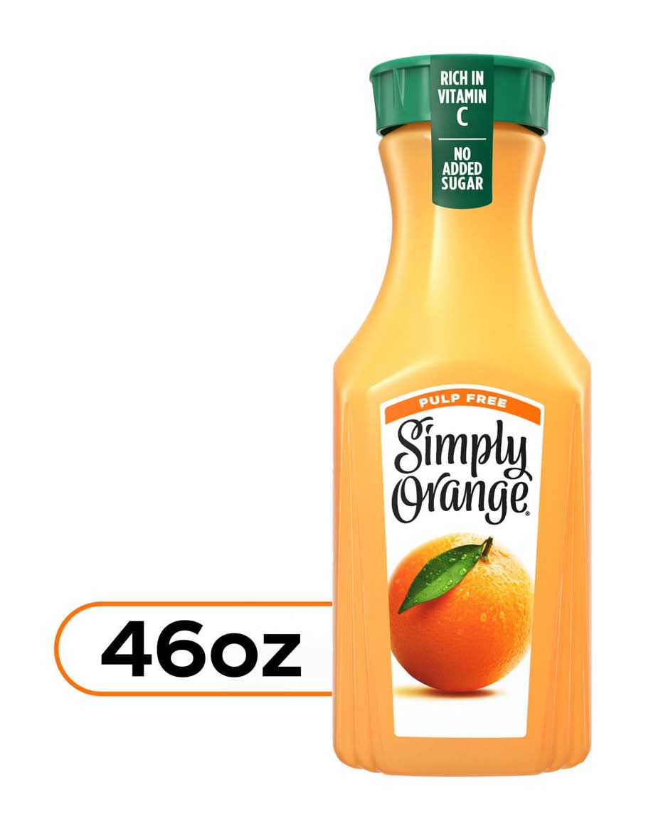 Simply Orange Pulp Free Orange Juice 46 Fl Oz Bottle