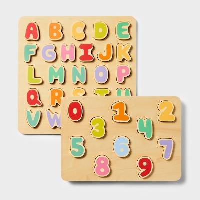 Wooden Alphabet & Number Puzzles - 2pk - Gigglescape™