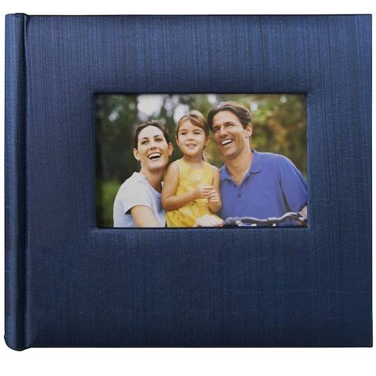 Recollections Striped Photo Album Holds 200 Photos, 9.5 In x 8.625 In, Navy Blue