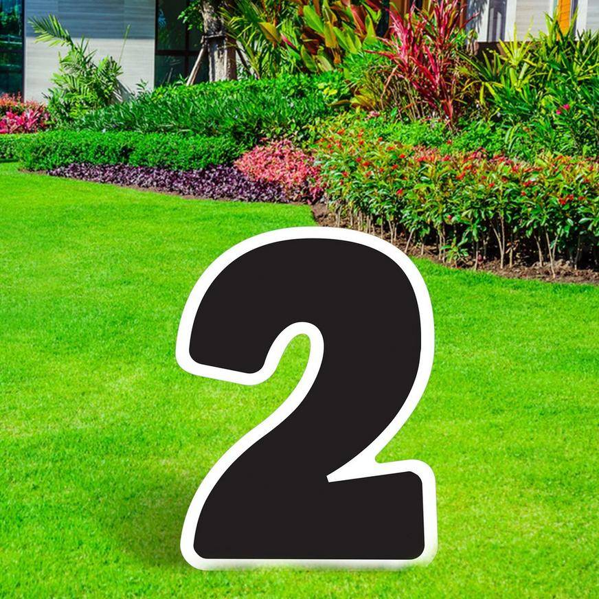 Black Number (2) Corrugated Plastic Yard Sign, 24in