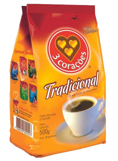 3 Corações café torrado e moído tradicional (500 g)