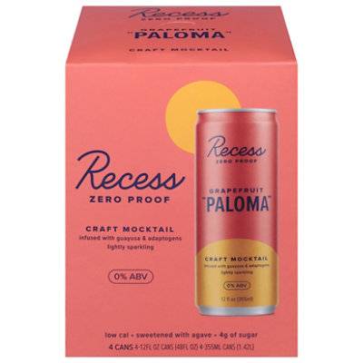 Recess Grapefruit Paloma Craft Mocktail (4 x 12 fl oz)