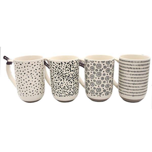 Mr. Coffee Dutton Springs 19oz Stoneware Mug Set Assorted Designs in White