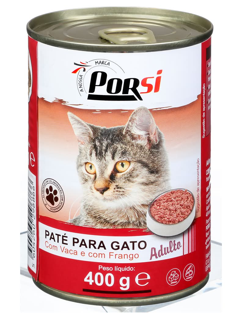 PorSi - Comida húmida para gato vaca e frango, 400 g
