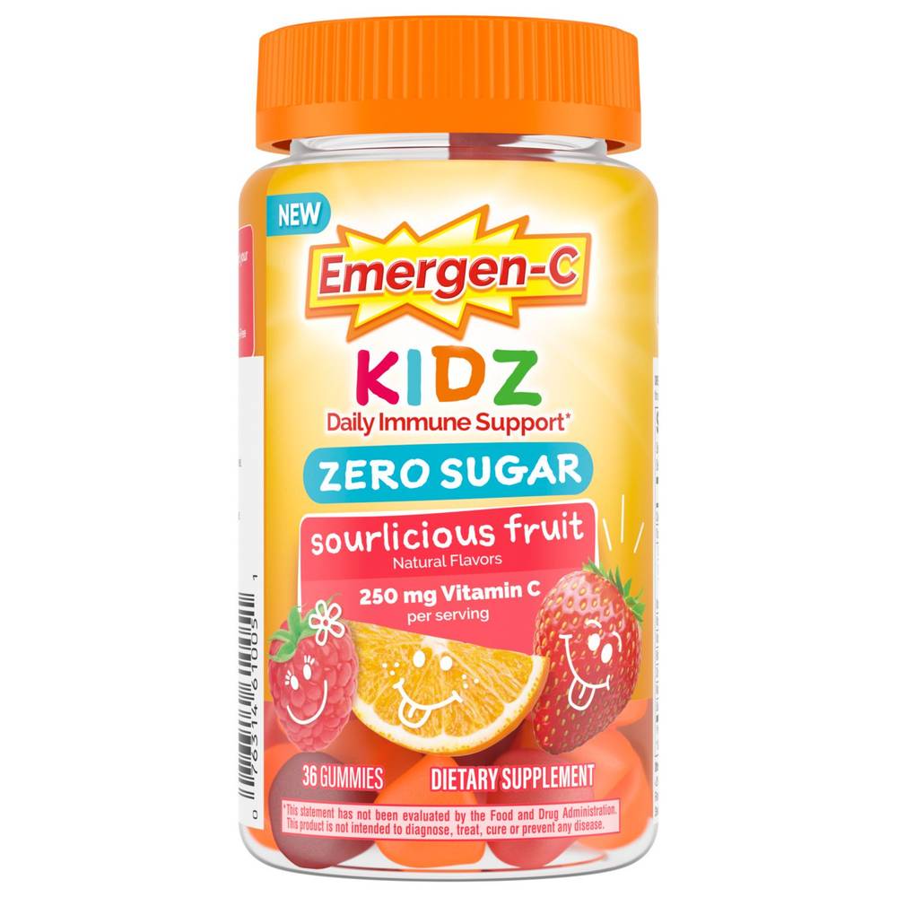 Emergen-C Zero Sugar Kidz Fruit Party Gummies, 36 Ct