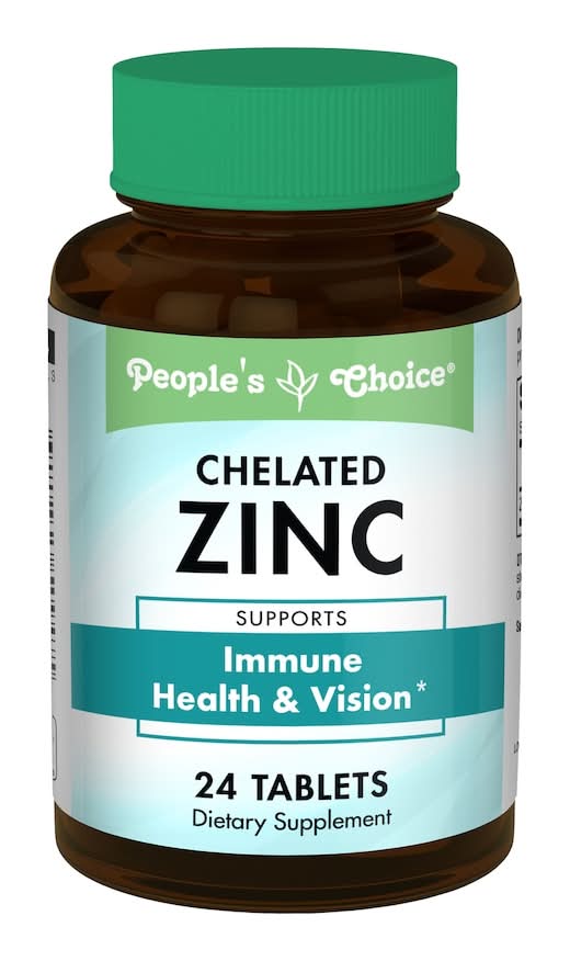 People's Choice Chelated Zinc Tablets for Immune Health and Vision Support, 24-ct. Bottle