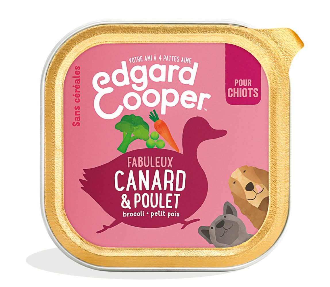 Edgard Cooper - Pâtée au canard et au poulet avec brocoli, carotte et citrouille pour chiots (100g)