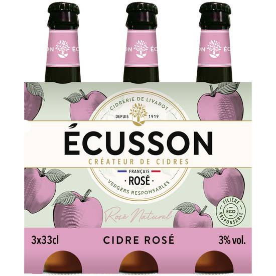 Écusson - Cidre rosé (3 pièces, 33 cl)