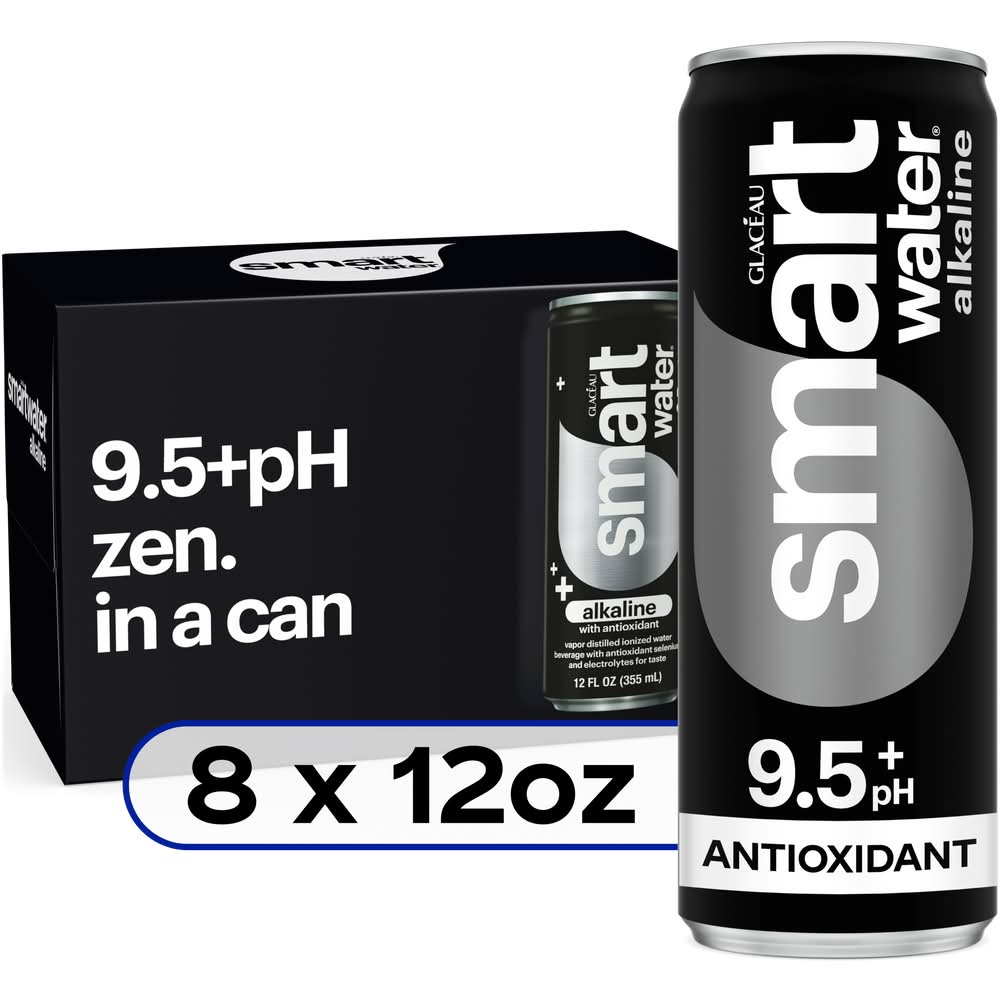 Smartwater Vapor Distilled Ionized Alkaline Water With Antioxidants (8 x 12 fl oz)