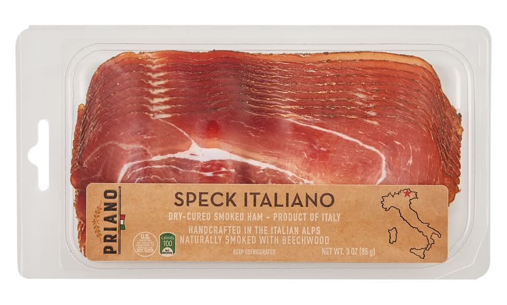Priano Speck Italiano Dry Cured Smoked Ham (3 oz)