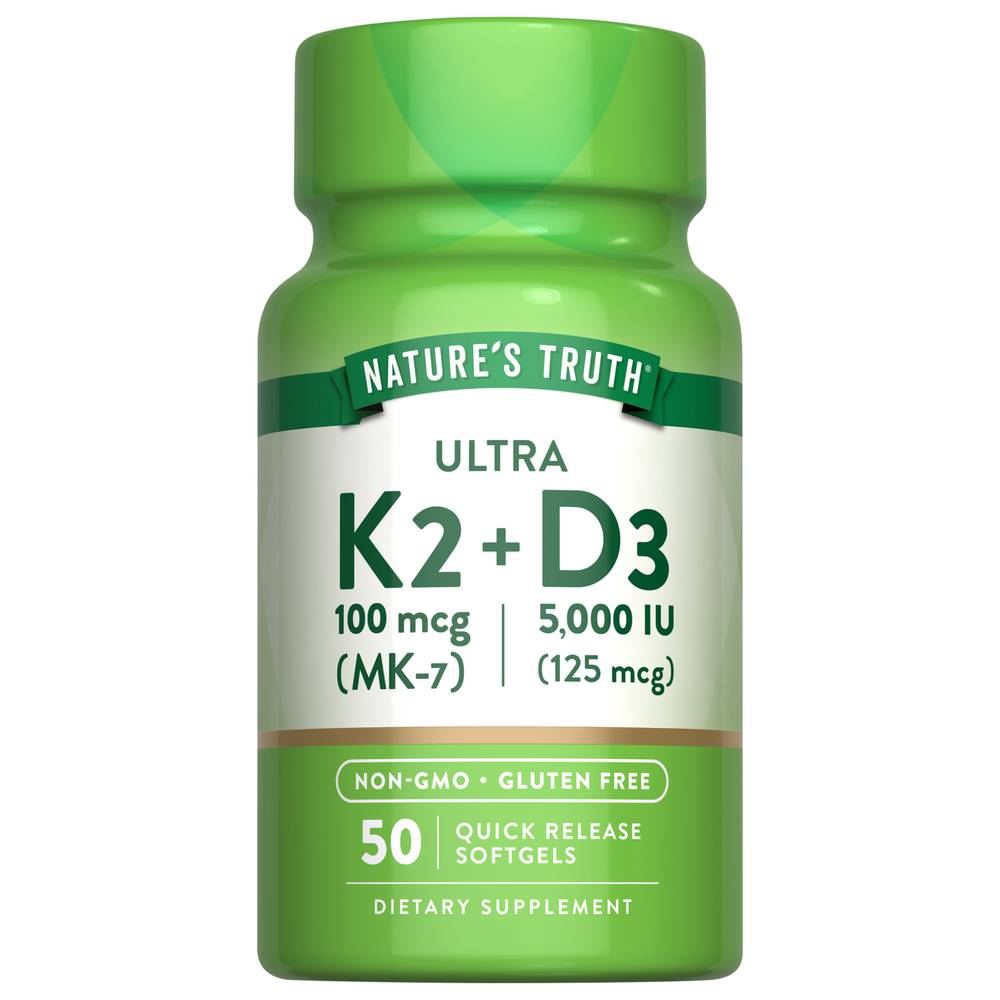 Nature's Truth Ultra K-2 + Mk-7 Complex Quick Release Capsules (1.6 oz)