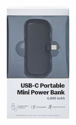 USB-C Portable Mini Power Bank 4000MAh Black