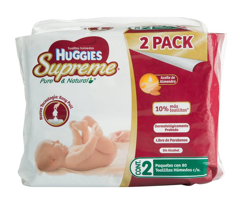 Huggies Supreme · Toallas húmedas (2 x 80 un)