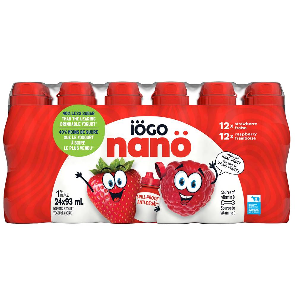 Iogo Assorted 1.5% Nano Drinkable Yogurt, 24 X 93 Ml