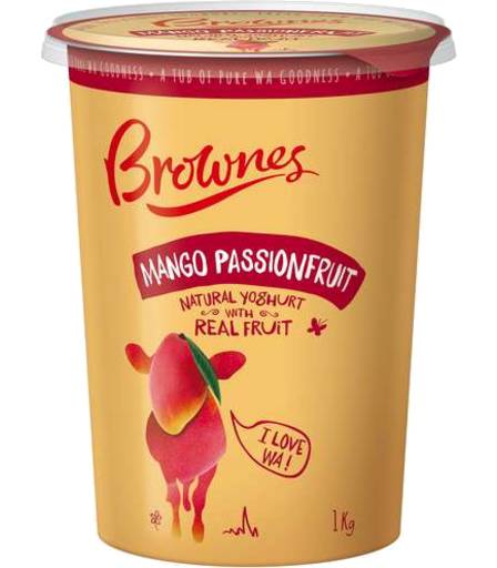 Brownes Natural Yoghurt, Mango Passionfruit (1kg)