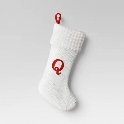 Wondershop Knit Monogram Christmas Q Stocking Hang Loop, 20", White