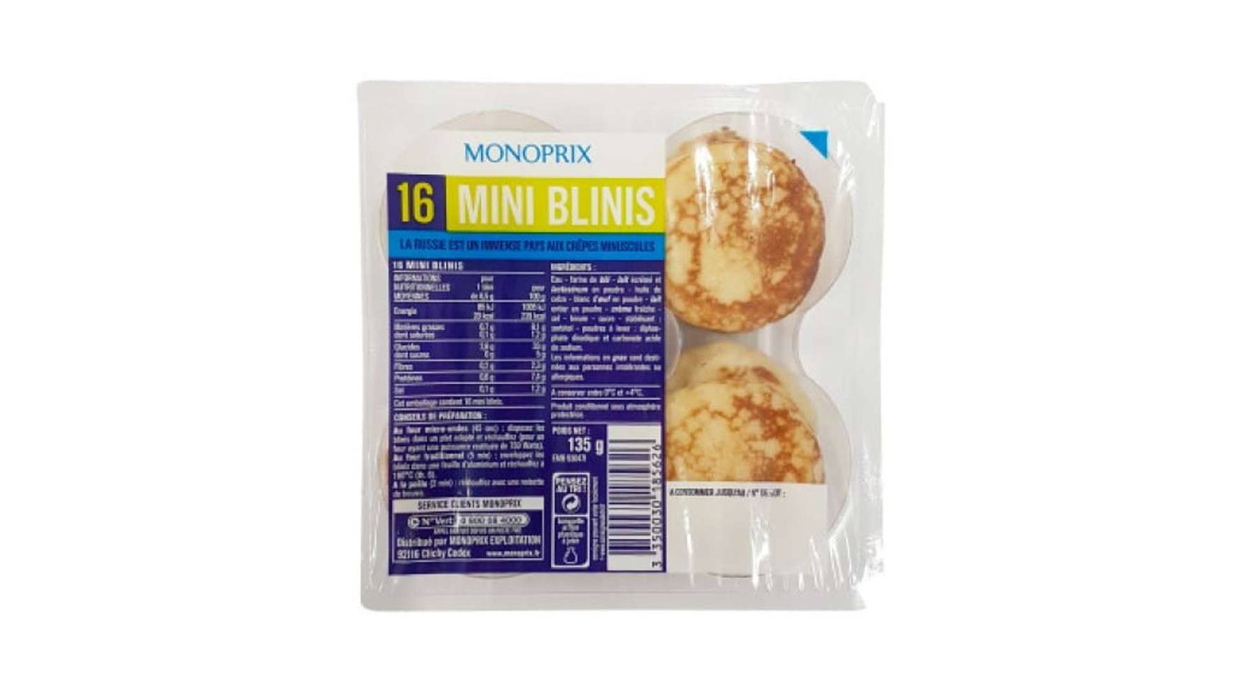 Monoprix Mini blinis La barquette de 135 g