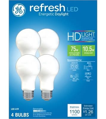 GE Lighting Refresh Led A19 Daylight Bulbs 75 Watt (4 ct)
