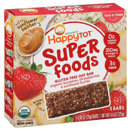 Happytot Super Foods Banana Strawberry & Sunflower Butter Oat Bar (5 ct)