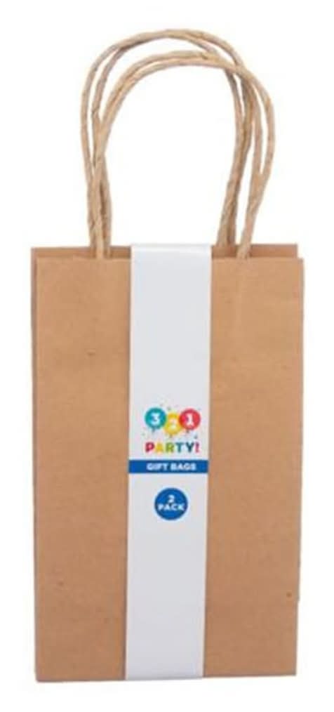 321 Party! Gift Bags Kraft Brown 2 Ct