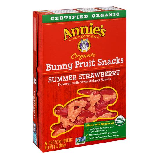 Annie's Organcic Summer Strawberry Bunny Fruit Flavored Snacks (5 ct)