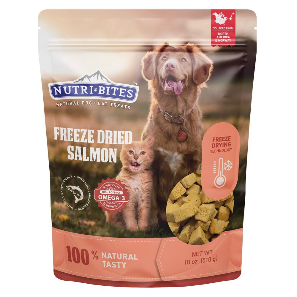 Nutribites Freeze Dried Salmon Dog and Cat Treats, 18 oz