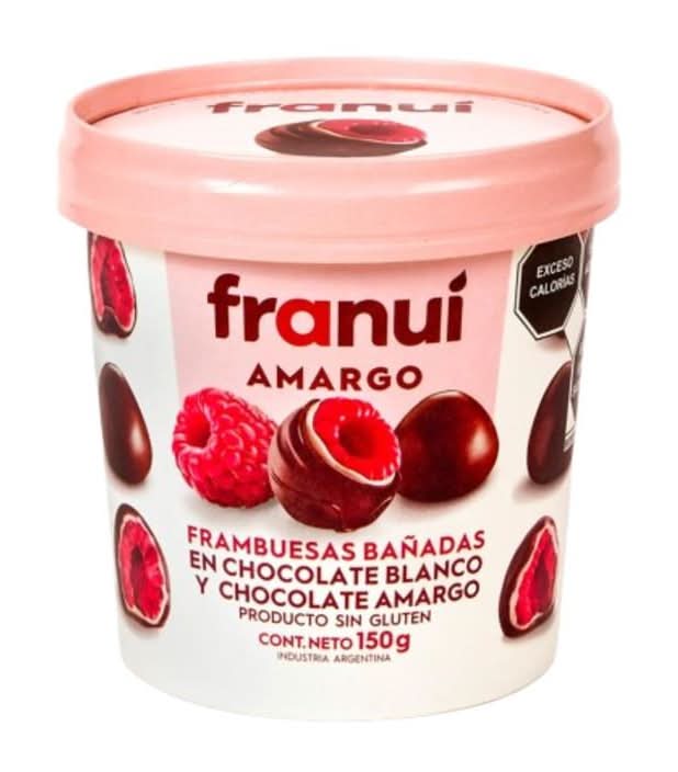 Franuí · Frambuesas frescas cubiertas, chocolate amargo-chocolate blanco (150 g)