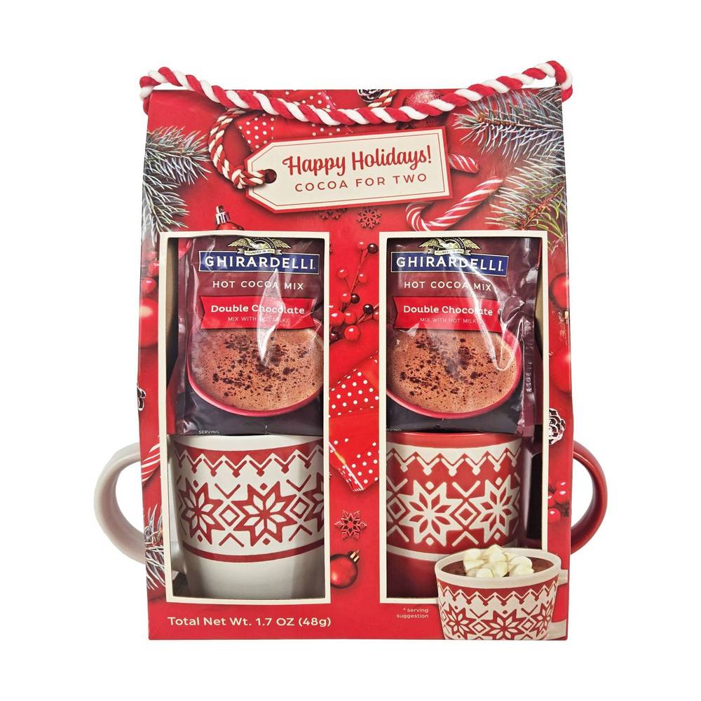 Ghiradelli, Double Hot Chocolate Cocoa Mug Set 2 Ct, 1.7 Oz