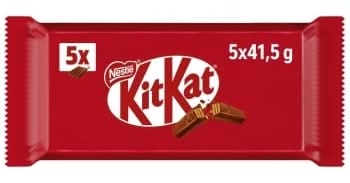 Barrita de galleta crujiente cubierta de chocolate pack 5 unidades de 41,5 g.