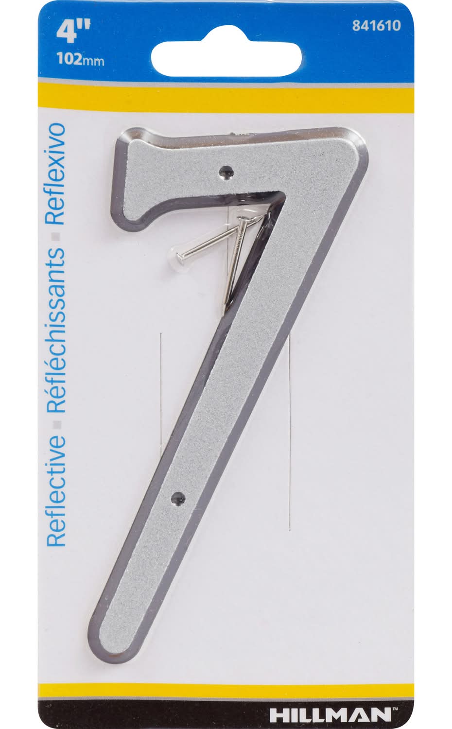 Hillman 4 In. Reflective Silver Plastic Nail-On Number 7 1 Pc