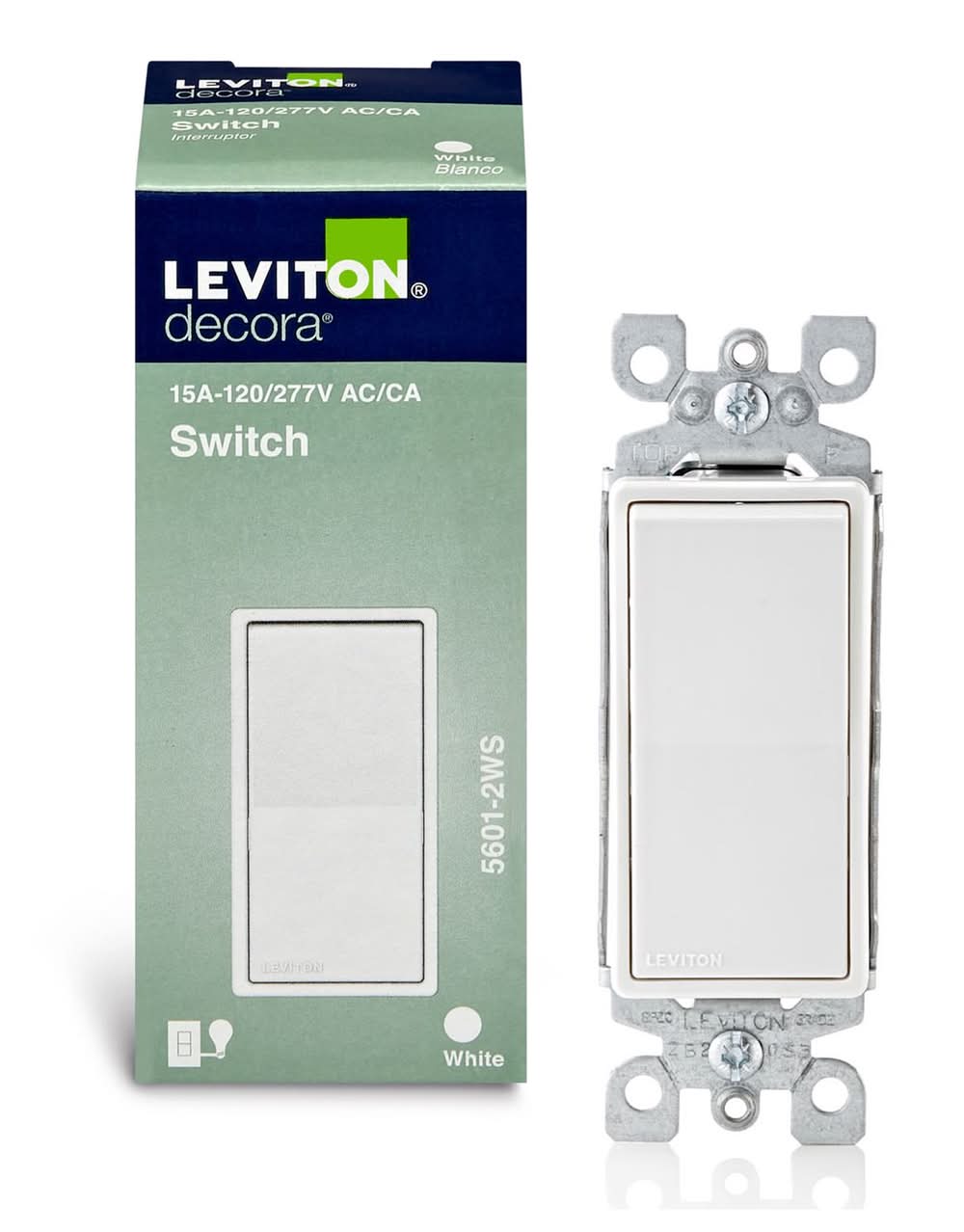 Leviton Decora 15 Amps Single Pole Rocker Switch White 1 Pk