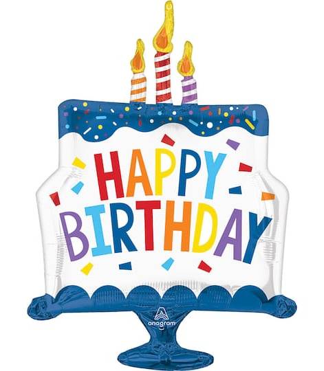Inflated Anagram Happy Birthday Tiered Cake Foil Balloon, 22x29 in